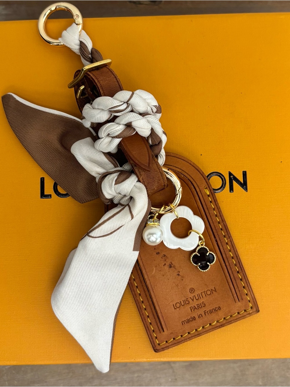Louis Vuitton Vachetta Tag, Twilly, Rhinestone clover, Shell Flower, Bag Charm